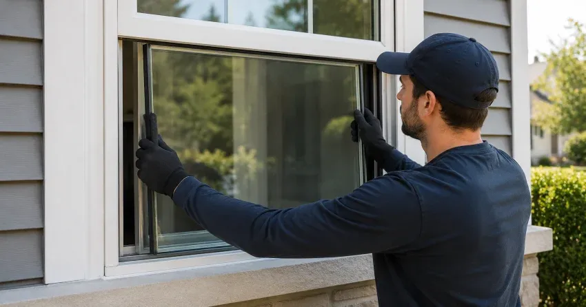 technician boarding up broken window during emergency glass repair Taunton North, Whitby