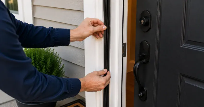 technician performing light test on door seal in Blue Grass Meadows, Whitby