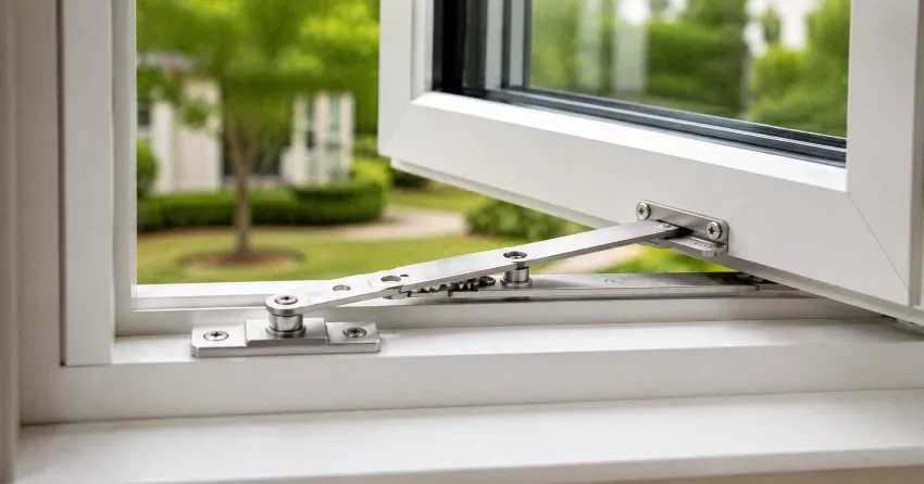 technician replacing casement window hinge in Pringle Creek, Whitby