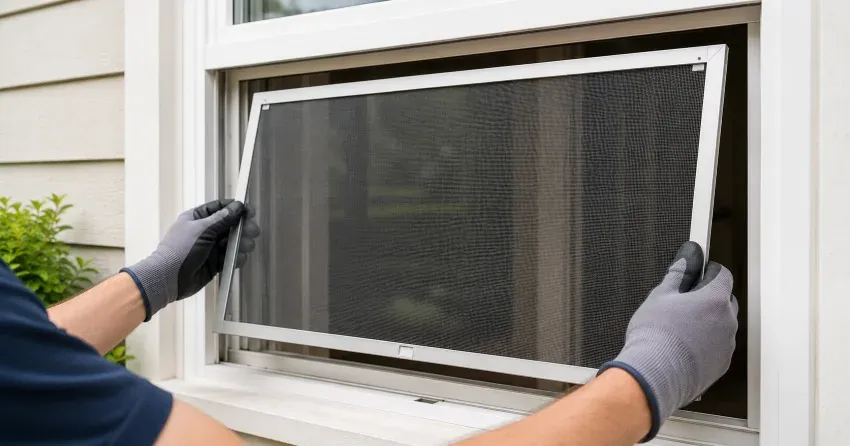 technician repairing a window sash and balance system in Brooklin, Whitby